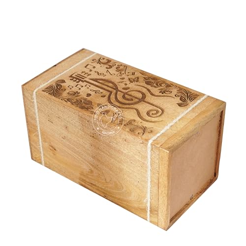 Image of Handcrafted Floral Engraved Wooden Urns for Human Ashes Adult Large - Cremation Urn for Ashes - Burial Urn for Columbarium - Funeral Urn Box (Music, 250 LB - Hardwood)
