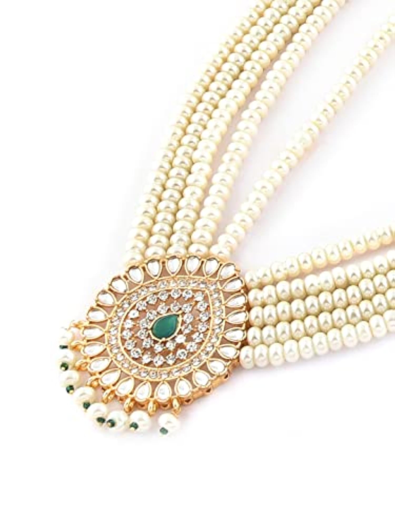 Kundan Multistrand Pearl Necklace Set, Elegant Gift