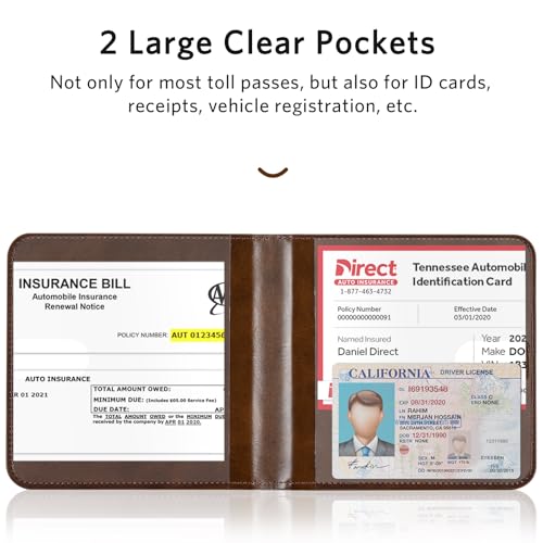 Image of CoBak Car Registration and Insurance Holder - Vehicle Glove Box Car Organizer, Auto Truck Comparment Accessories Case for Essential Document, Driver License, Cards (Cowhide Brown)