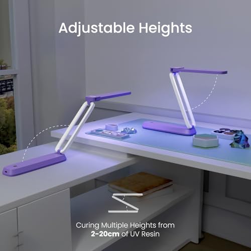 Resiners UV Licht für Harz, Wiederaufladbares UV Licht, 3-in-1 Verwendung, Faltbar UV Lampe für Harz, Tragbare Mini UV LED Lampe, Harzzubehör, Harz-Kits für UV-Harz, Harzformen, Lila