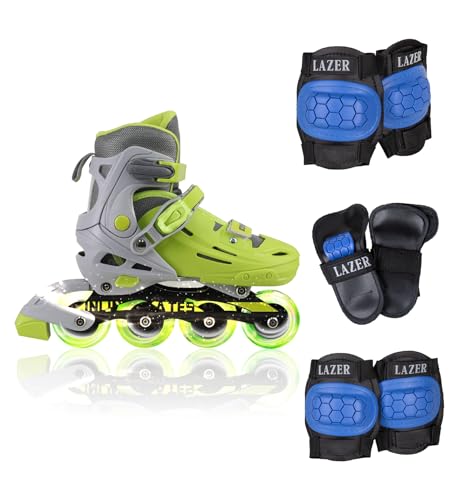 C SEVEN C7skates Adjustable Kids Inline Skates with Protective Pads (Flash, Size L)