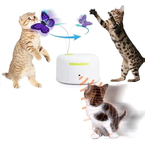 ALL FOR PAWS Interactives Cat Teaser Toy Catnip Toy Flutter Bug Cat Wand Toy Cat Fun Playing Toys Kitten Toys (Shiny Butterfly) Cover