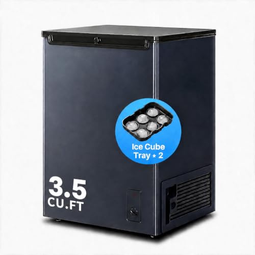 Image of Chest Freezer - Compact Deep Freezer with 7 Temperature Settings, Low Noise Operation, And Removable Basket, Ideal for Dorms, Apartments, And Home Kitchens (Black, 3.5cu.ft)