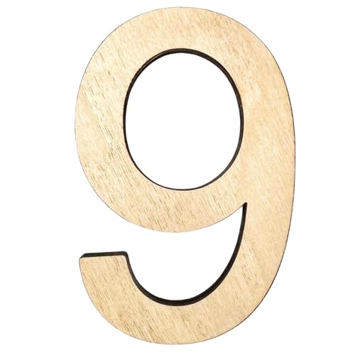 Krafty Supply (Arial) Numbers, Unfinished Wooden Numbers, Sturdy and Durable, Paintable Birch Craft Alphabet (22in Tall, 1-4in Thick, Number 9)