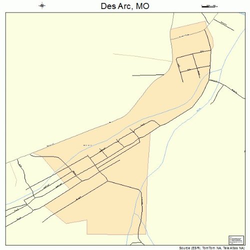 Large Street & Road Map of Des Arc, Missouri MO Printed poster size
