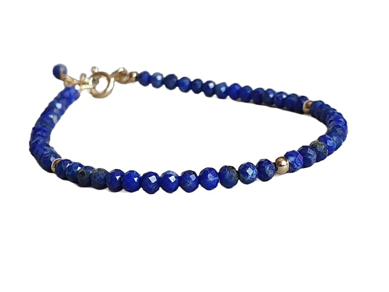 Bracelet lapis lazuli fin en argent 925, bijou minimaliste femme tendance
