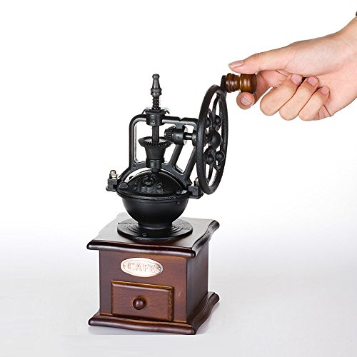 Vintage Style Manual Hand Coffee Bean Grinder Mill, Cast Iron Hand Crank, Ceramic Core, Adjustable Grinder, Make Fresh Coffee For Coffee Enthusiasts By Underreef (Dark Brow) #TOP5