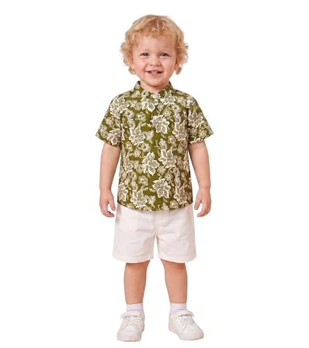 Image of A.T.U.N. (ALL THINGS UBER NICE) Boys 100% Cotton Printed Shirt | Half Sleeve Smart Casual Shirt for Kids | Soft Breathable Button Placket Top for Boys