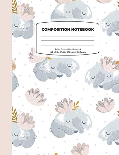 Composition Notebook: Cute Sleeping Elephant Notebook, School Notebooks, Elephant Composition Book, Elephant Gifts