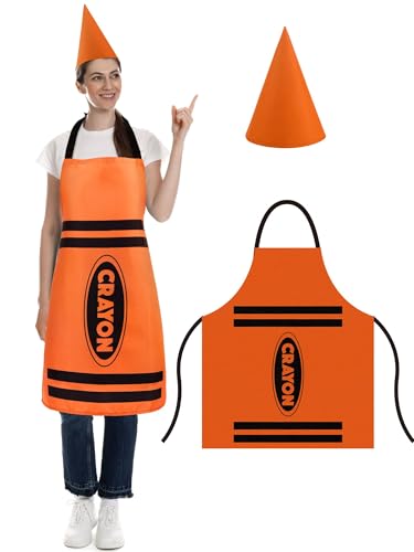 Disfarce de rayon com chapéu em ponta, avental de lápis colorido, gorro cônico de anões divertidos, disfarce de rayon para adultos, acessórios disfarces para festas temáticas, carnaval (laranja)