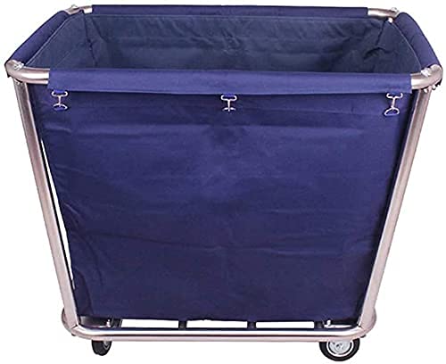 DFEDHF Kitchen Movable Trolleys Heavy Duty Hotel Laundry Sorter Basket Lobby Room Laundry Cart Trolley with Silent Wheels Detachable Bag and Stainless Steel Frame/Brown(Blue)