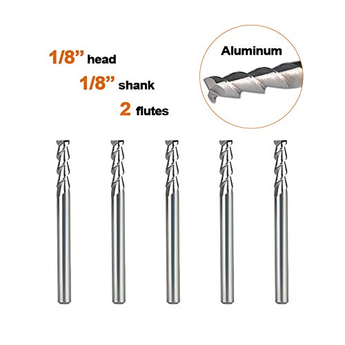 SpeTool 1/8 End Mills for Aluminum 2 Flutes CNC Spiral Router Bits