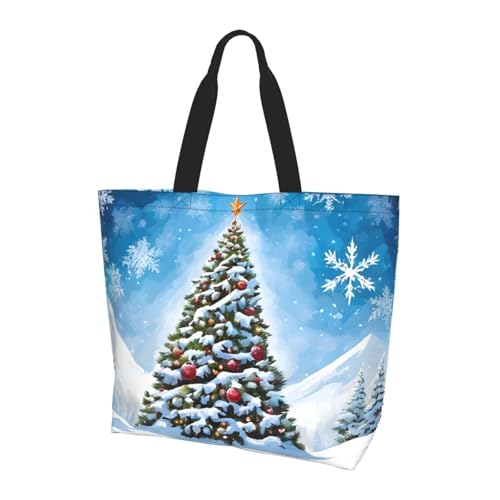 Women'S Large Capacity Christmas Trees Shoulder Shopping Bag,Tote Storage Bag,Simple And Fashionable Shoulder Bag For Travelling,Beach,Gym,Working.