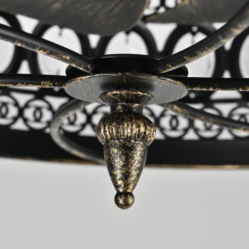 Rjieoc Vintage Crystal Ceiling Fan with Light, Farmhouse Caged Fandelier with Remote Control, Antique Bronze Flush Mount Ceiling Fan Light for Bedroom Living Room Dining Room Kitchen - image 7