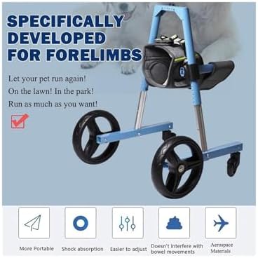 Amputee Dog Wheelchair with Front Leg Support - Mobility Aid for Paralyzed or Injured Dogs, Arthritis Pet Stroller & Elderly Animal Walker for Enhanced Support and Comfort