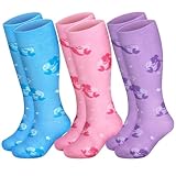 Picture of AuSletie 3 Pairs Kids Toddler Soccer Socks for Girls Soccer Athletic Socks Youth Football Socks Toddler Knee High Socks Kids (US, Age, 3 Years, 5 Years, Mermaid)