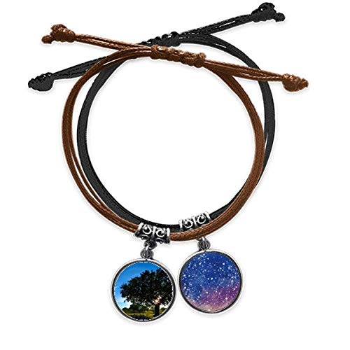 Pulsera de piel verde forestal con diseño de paisaje natural para amantes de las ciencias