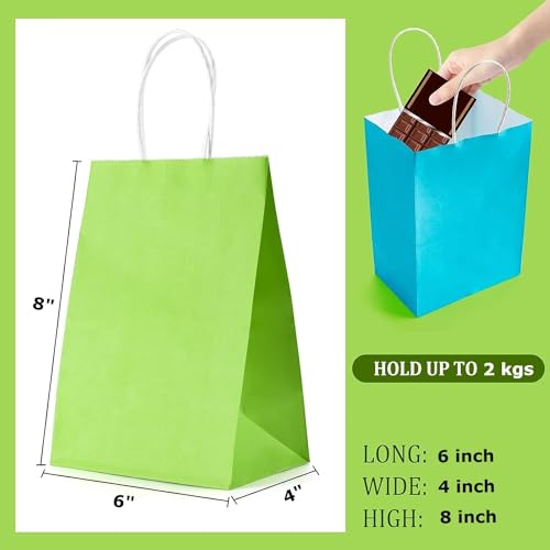Image of RanGit Bhumi Gift Bags- 10 pcs Rainbow Colored Paper Bags with Handles, Durable Small Return Gifts Paper Carry Bag- Party Favor Goodie Bag for Birthday, Wedding, Festivals, Treats (X-Small-Multicolor, Pack of 10)