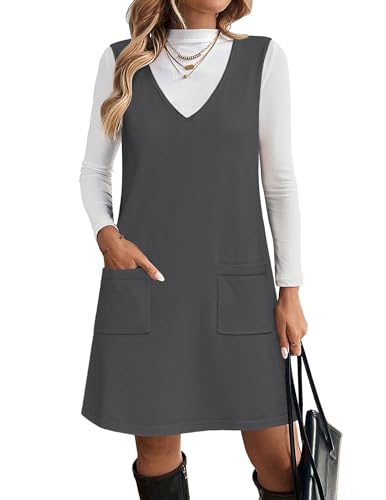 Zeagoo Women's Sweater Vest Dresses for Women 2025 V Neck Sleeveless Knit Pullover Sweater with Pockets Fall Winter Outfits