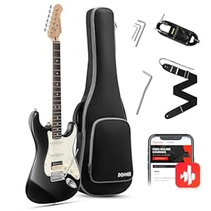 Donner 39 Inch Electric Guitar, Seeker Series DST-400 Solid Alder Body Electric Guitar for Intermediate & Pro Players, Single Coil Split System & Tremolo Bridge, Bonus Bag, Cable, Strap