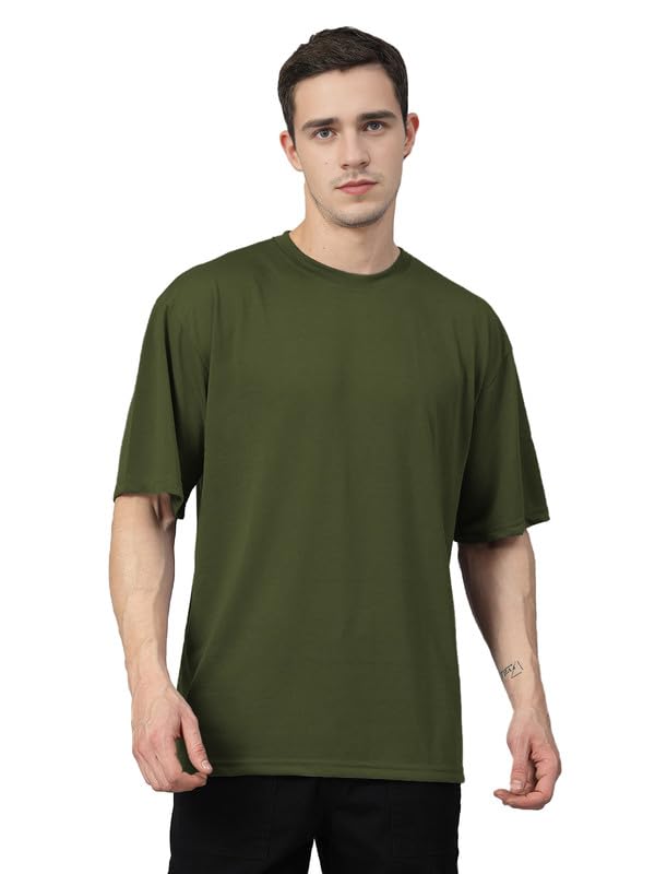 Image of CHKOKKO Oversized Tshirt for man Solid Classic Round Neck Loose Fit Half Sleeve Soft and Comfortable Casual Stylish wear for Summer
