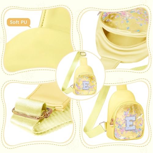 Image of COSHAYSOO Personalized Christmas Birthday Gifts Burr Basket Stuffers for Girls Yellow Purse Sling Bag Crossbody Girl Cute Funny Cool Mini Travel Fashion Accessories Monogrammed Initial Letter E