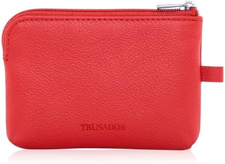 Trusador Milano Kadın Erkek Deri Bozuk Para Kartı Anahtarlık Kese Cüzdan Çanta Fermuarlı Değiştirme Çantası, Kırmızı, Bozuk Para Cüzdanları ve Torbaları - Görsel 2