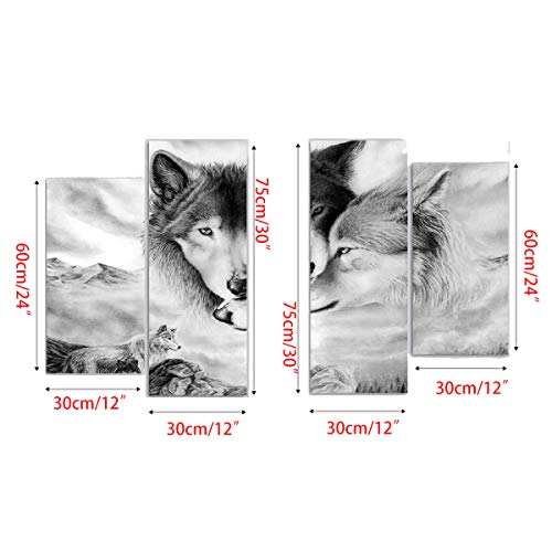 Black And White Wolf Beast Print Wall Art Décor, Wolves Embrace Hugging Staring Wall Décor Art Canvas Print Poster, Human And Nature Animal Pictures Paintings Wall Murals Without Frame (Black&White2) #TOP1