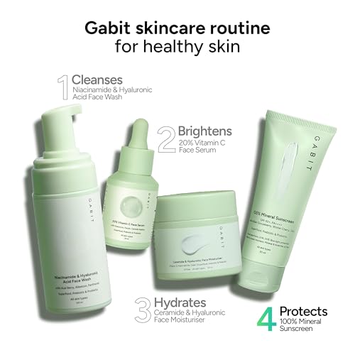 Image of Gabit 100% Mineral Sunscreen SPF 50 PA++++ | Water & Sweat Resistant, UVA /B & Blue Light Protection | No White Cast | Vit E, Gooseberry, Winter Cherry | Normal, Oily, Dry Skin Types | Oil free |50ml