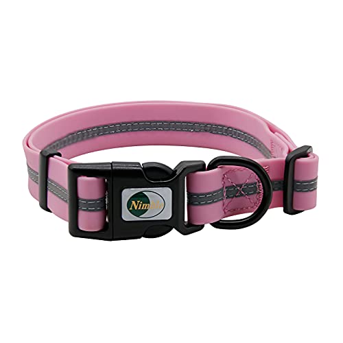 Image of Nimble Reflective Waterproof Dog Collar Adjustable Odor Resistant Easy Clean Pet Collar for Small Medium Large Dogs Night Walking Outdoor Rainy Use (Medium (11.81 inch-18.5 inchinches), Lavender)