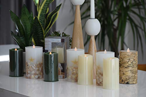 Gift Package 2 Pieces Sage Green Flameless Candles (D 3" x H 6") Flickering Flame Effect, LED Pillar Candles Battery Operated Real Wax with Timer Function and Remote - Thumbnail 6