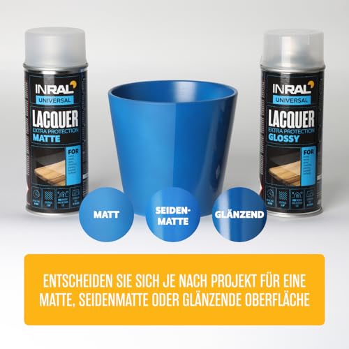 INRAL Acryllack Spray – Schnell Trocknendes Glanzend Klarlack Spray Wasserfest - Idealer Sprühlack für Acryllackierung - Hitze- und Kratzfester UV Lack für Heimwerker, Handwerker und Künstler