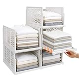 5er Set Neu Schrank Organizer Faltbar & Stapelbar Kleiderschrank Organizer Boxen, Ausziehbare Schublade, Platzsparende Aufbewahrungsbox aus Kunststoff – für Schrank, Bad, Küche & Büro Geeignet