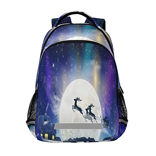 Sac à dos lune de Noël Vnurnrn grand cartable scolaire étudiants