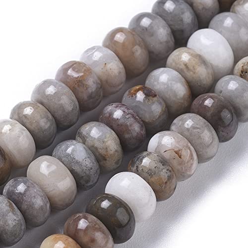 Spritewelry 95 Stück 6 mm Rondelle natürliche Gobi Achat Perlen Edelstein Kristall Quarz lose Perlen für Schmuckherstellung Loch: 0,6 mm