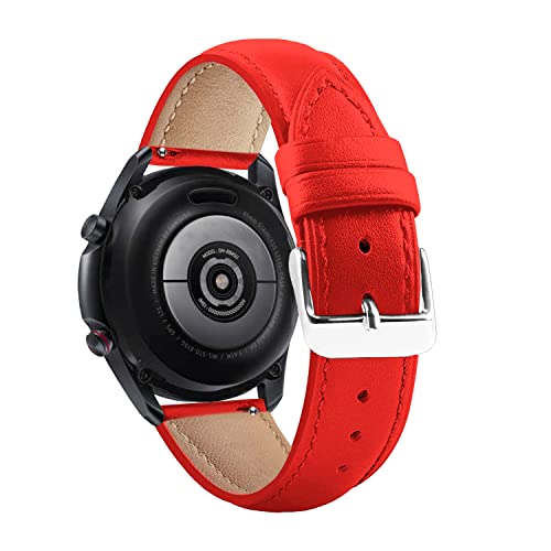 Image of ACM Watch Strap Leather Belt 22mm Compatible with Amazfit GTR 4 Smartwatch Casual Classic Band Red