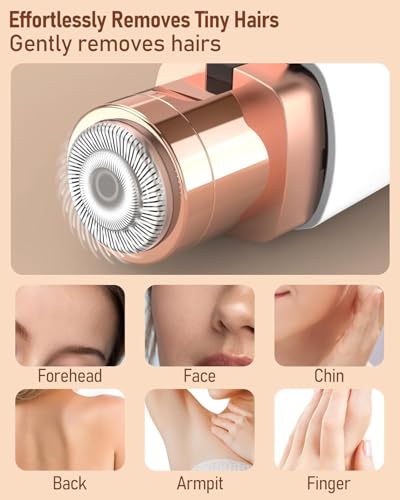 Image of BLACK OLIVE 2-in-1 Eyebrow Trimmer for Women - Facial Hair Remover Machine For Women - Face,Upper Lips,Cheek, Chin and Nose Hair Remover, USB RECHARGEABLE Epilator (White ring light)