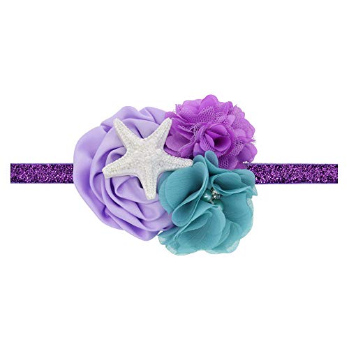 JustMyDress Starfish Bow Headband Hair Clips Pin Hair Bow Band Baby Girls Mermaid Headband JBC27 (-Purple Flower)2