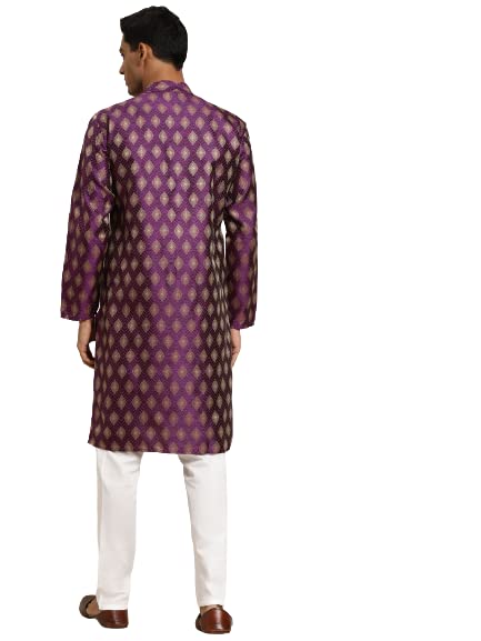 Sojanya (Since 1958 Men'S Silk Blend Booti Jacquard Indian Traditional Ethnic Dresses Kurta Churidar Pyjama Set2