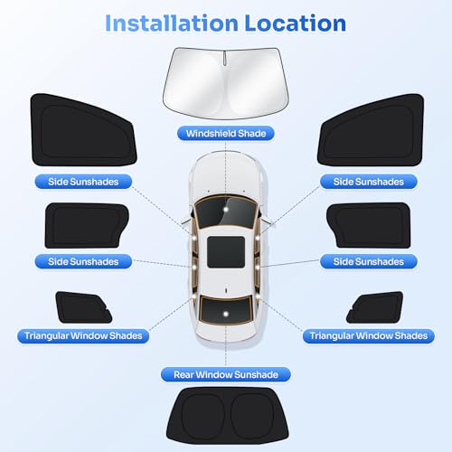 Image of Canvcle Window Shades for 2011-2020 Toyota Sienna Accessories Windshield Sun Shade Side Rear Window Covers Sunshade Sun Visor Shield Privacy Protection for Camping Keep Vehicle Cool Black 8PCS