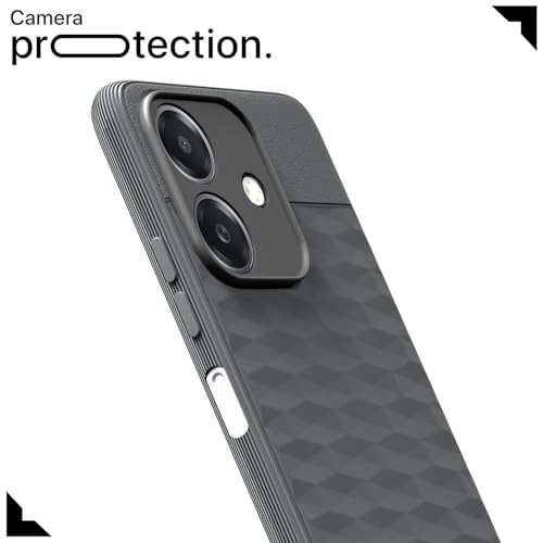 Image of Pikkme Back Cover for Oppo A3x 5G / A3x 4G / A3 5G Camera Protection 3D Hexa Cube Design Silicone Protective Bumper Case (Grey)