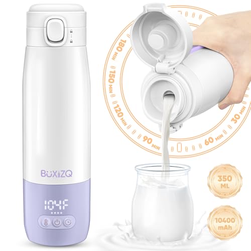 Image of Portable Bottle Warmer for Travel,Portable Milk Warmer for Baby-12oz Ceramic Heater Heating,Fast Charging & Cordless Milk Warmer -Dual Heating Modes for Breast Milk & Water