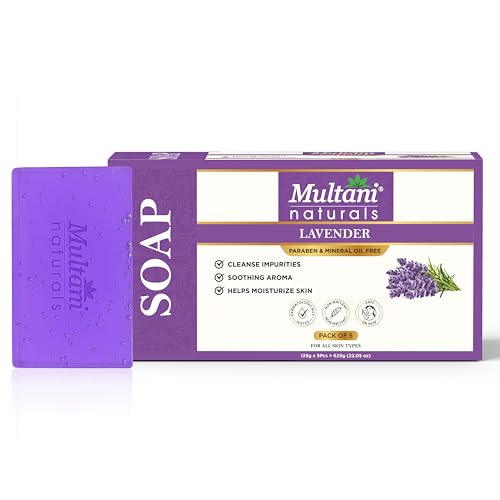 Image of Multani Natural Lavender Soap - 125 gm (Pack Of 5) | Gently Cleanses & Helps Relieve Stress | Paraben Free | Clinically Teste | For All Skin Types | Soap For Men & Women