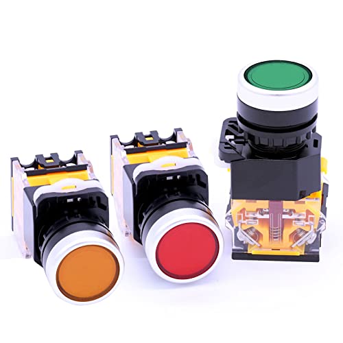 Augnongly 2 Pezzi 22 Mm 10 A 380 V DPST Interruttore A Pulsante