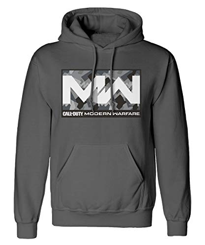 Call of Duty Modern Warfare – Camo Box – Sweat Gris pour Homme avec Capuche Impression Frontale – Produit Officiel - Gris - Small