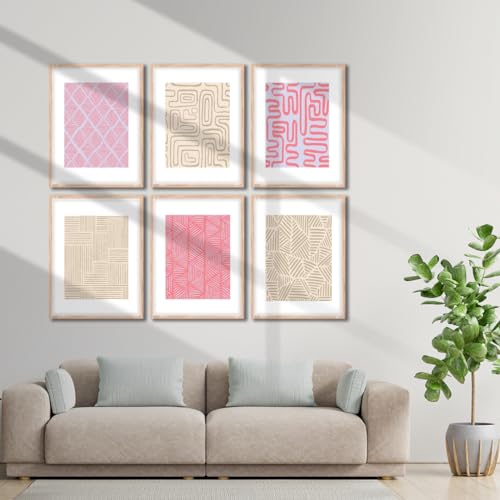 Image of NoWorries Wall decor Paintings for living room - Premium Modern art Wall Poster Paintings for Home Decoration (Pattern-Minimal art) Set of 6 (13x17 inches, ART ATTACK-8)