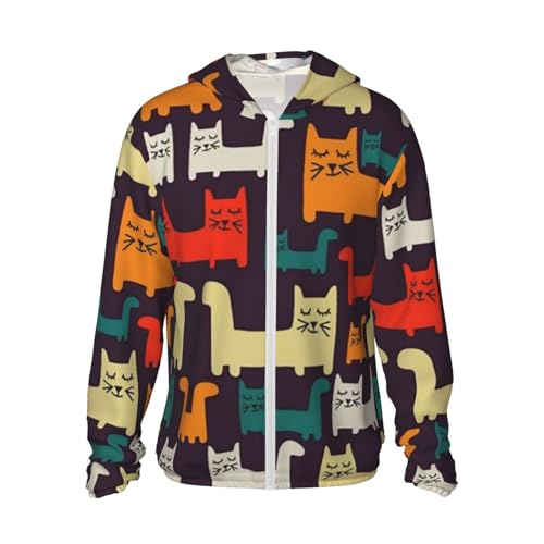 Veste protection solaire UPF 50+ pour homme avec motif chat et capuche