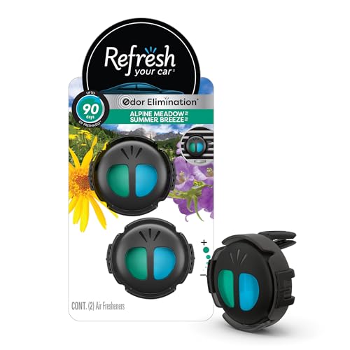 Refresh Your Car Mini Diffuser Car Air Fresheners, Alpine Meadows / Summer Breeze Scent, 2 Pack