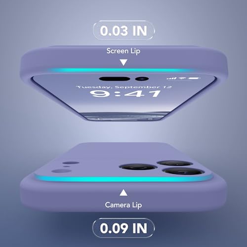Image of Magnetic for iPhone 17 Pro Case, Compatible with MagSafe, [Full Camera Protection][Screen Protector] Silicone Shockproof Protective Phone Case for iPhone 17 Pro 6.3 inch, Lavender Gray