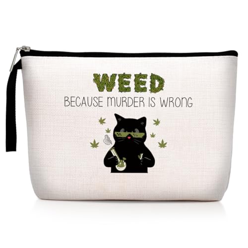 Funny Weed Leaf Makeup Bag Zipper Pouch Travel Bag Toiletry Bag for Women Stoner Friend...